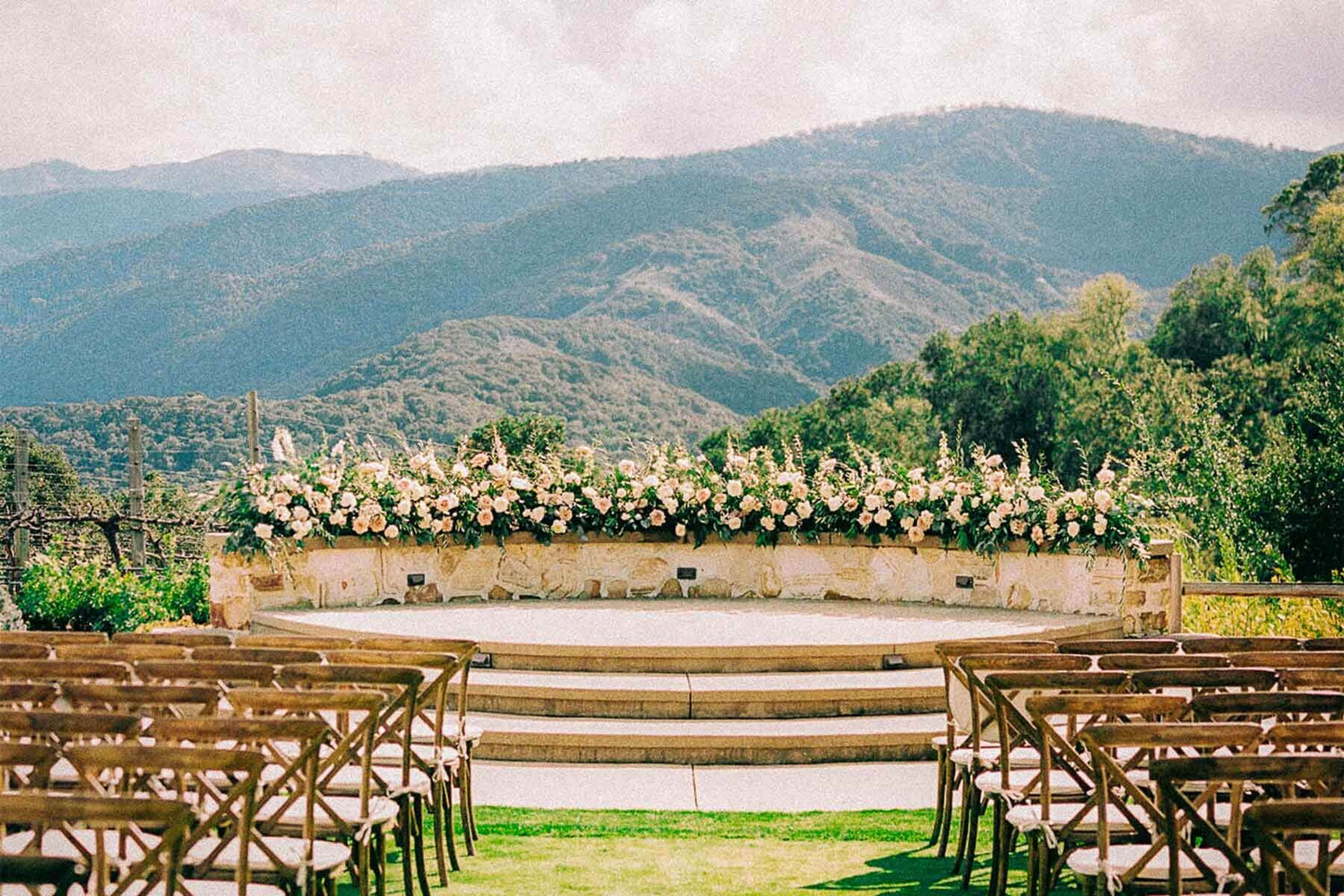Outdoor wedding flowers at Holman Ranch