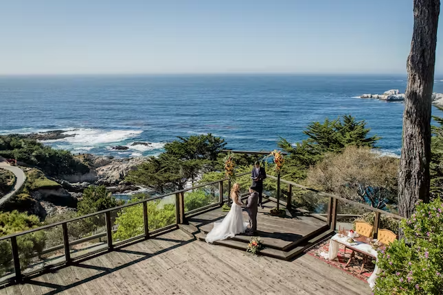 Wedding on the deck overlooking the breathtaking Big Sur coastline at Hyatt Highlands Inn